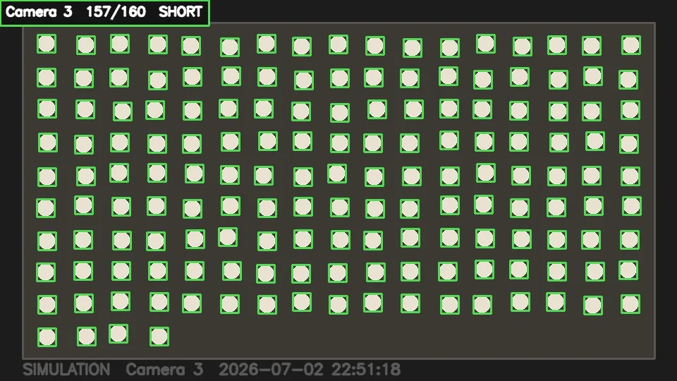 Annotated evidence frame from CAM 3: verdict SHORT, counted 157 of 160
